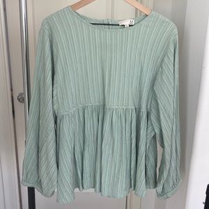 RO & DE Long Sleeve Peplum Blouse by Anthropologie